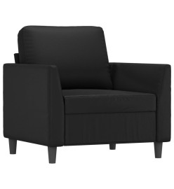 Fauteuil avec repose-pied Noir 60 cm Similicuir