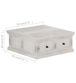 Table basse Blanc 70x70x30 cm Bois de manguier massif