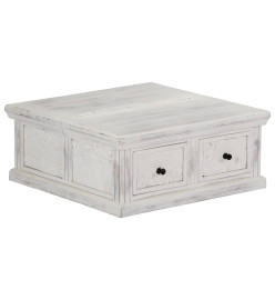 Table basse Blanc 70x70x30 cm Bois de manguier massif