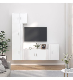 Ensemble de meubles TV 5 pcs Blanc Bois d'ingénierie
