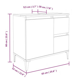 Armoire de salle de bain noir 65x33x60 cm bois d'ingénierie