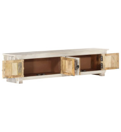 Meuble TV Blanc 140x30x35 cm Bois massif de manguier