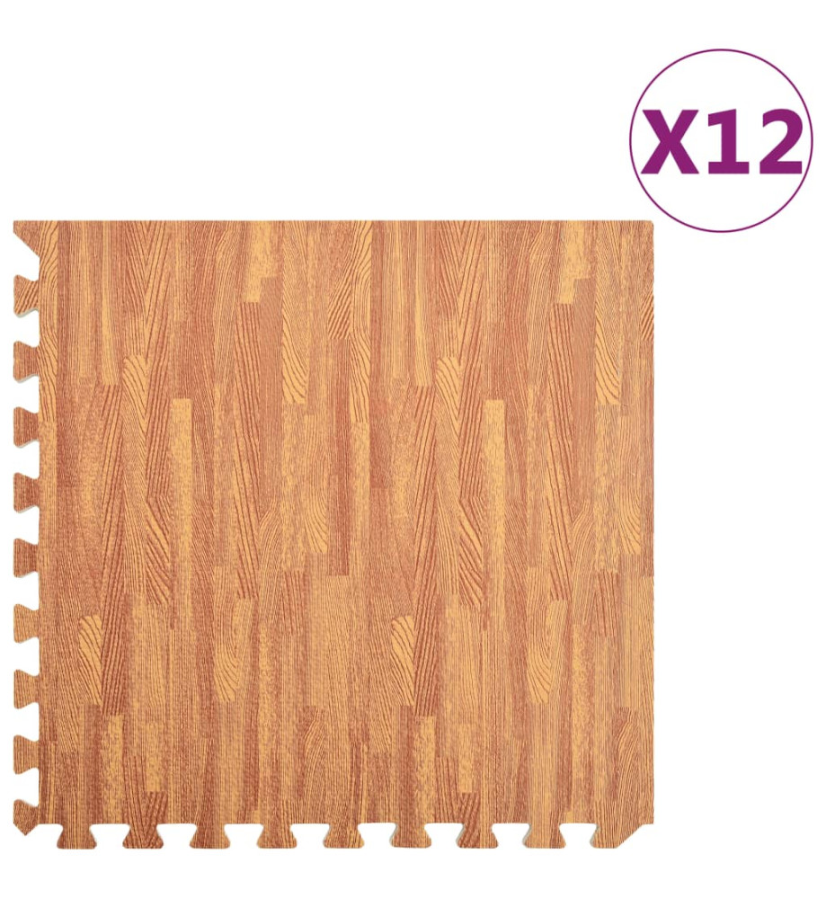 Tapis de sol 12 pcs Grain de bois 4,32㎡ Mousse EVA