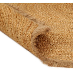 Tapis tressé avec bord brodé 120 cm Jute Rond