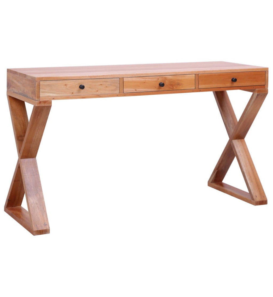 Bureau d'ordinateur Naturel 132x47x77 cm Bois d'acajou massif