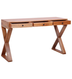 Bureau d'ordinateur Naturel 132x47x77 cm Bois d'acajou massif