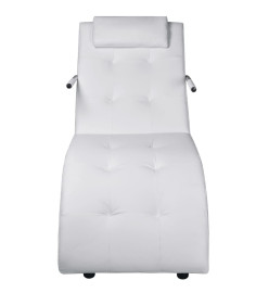 Chaise longue avec oreiller Blanc Similicuir