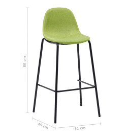 Chaises de bar lot de 4 vert tissu