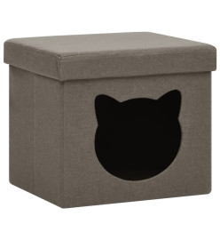 Tabouret de rangement pliable avec motif de chat Taupe Tissu