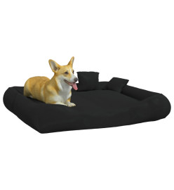 Coussin avec oreillers pour chien Noir 135x110x23 cm Tissu