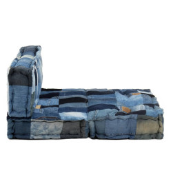 Coussins de canapé palette 2 pcs Bleu Patchwork en denim