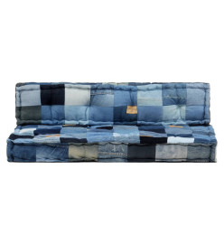 Coussins de canapé palette 2 pcs Bleu Patchwork en denim