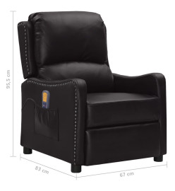 Fauteuil de massage Noir Similicuir brillant