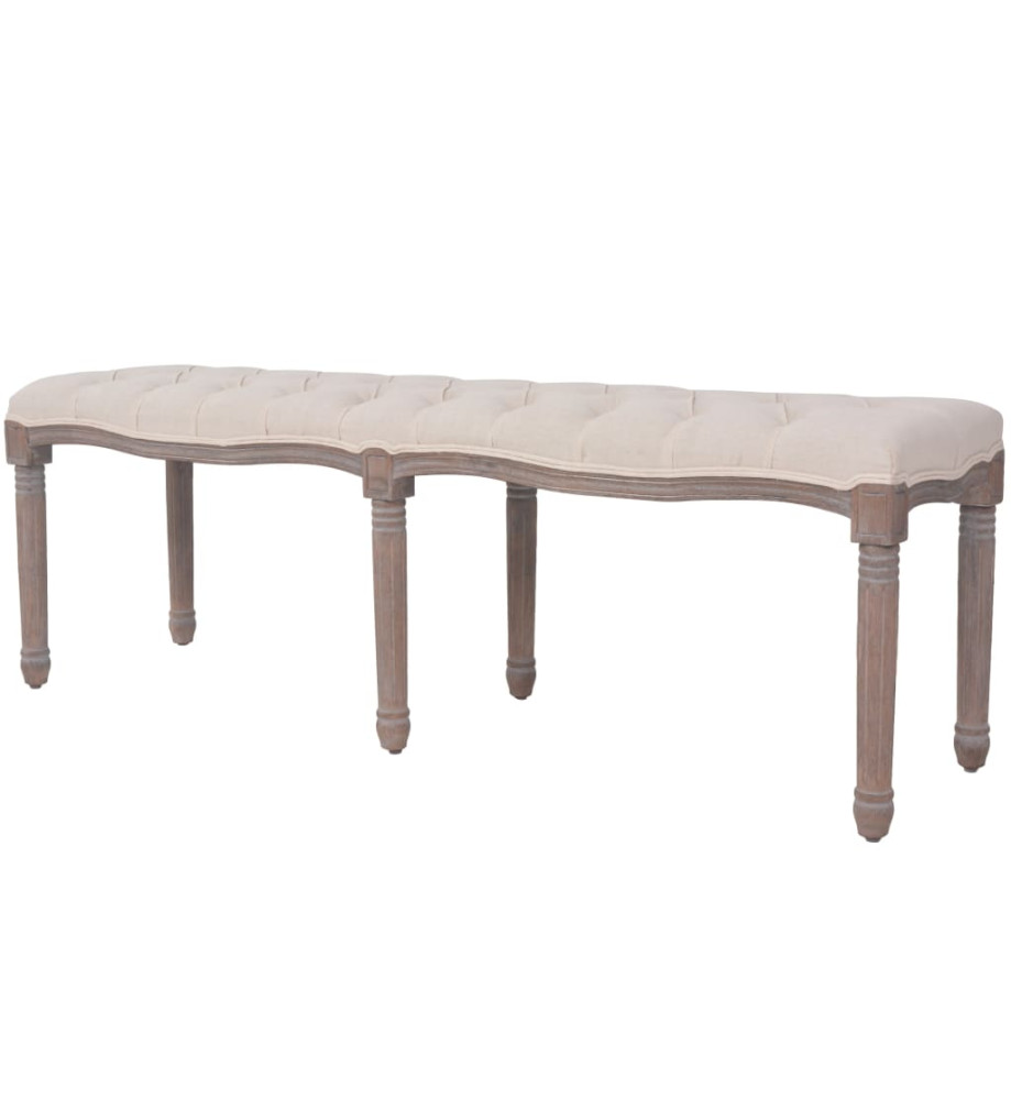 Banc Lin Bois massif 150 x 40 x 48 cm Blanc crème