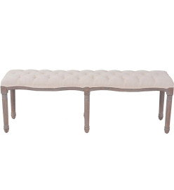 Banc Lin Bois massif 150 x 40 x 48 cm Blanc crème