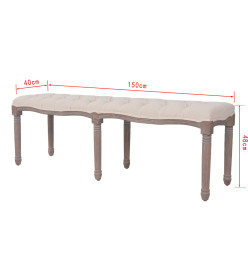 Banc Lin Bois massif 150 x 40 x 48 cm Blanc crème