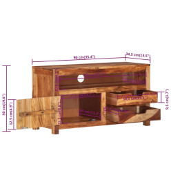 Meuble TV 90x34,5x50 cm Bois d'acacia massif