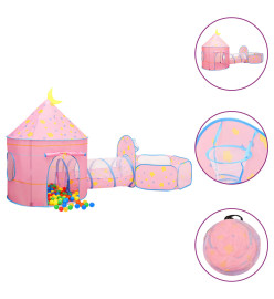 Tente de jeu pour enfants avec 250 balles Rose 301x120x128 cm