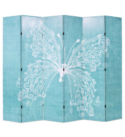 Cloison de séparation pliable 228 x 170 cm Papillon Bleu