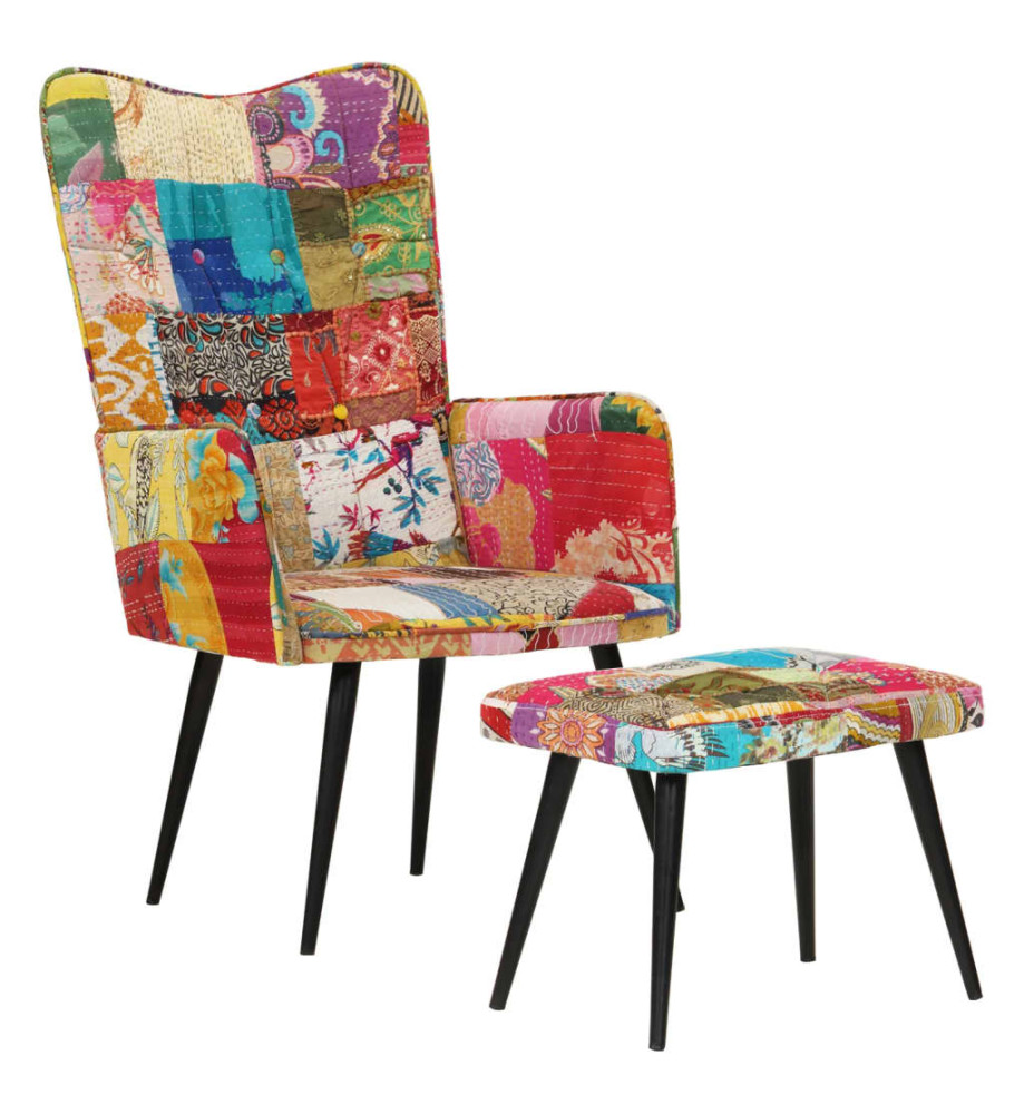 Fauteuil avec repose-pieds Multicolore Toile patchwork