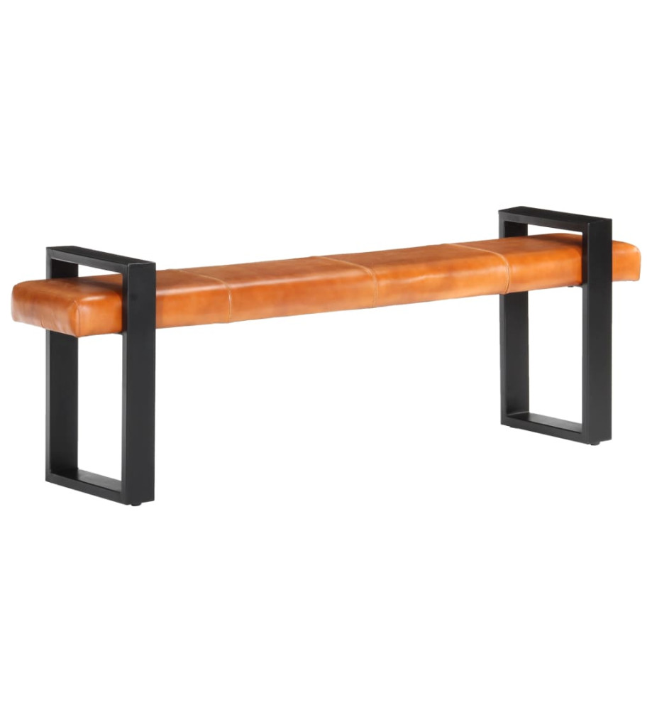 Banc 160 cm Marron et noir Cuir véritable de chèvre