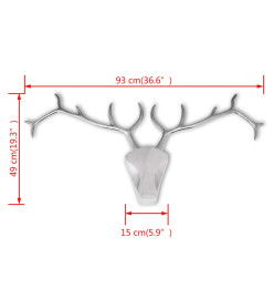 Décoration murale en forme de tête de cerf Aluminium Argenté