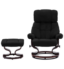 Fauteuil inclinable et repose-pied Noir Similicuir bois courbé