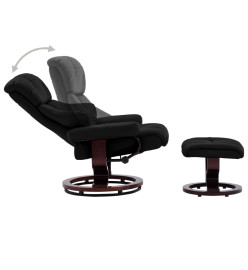 Fauteuil inclinable et repose-pied Noir Similicuir bois courbé