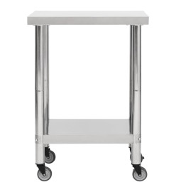 Table de travail de cuisine avec roues 60x45x85 cm Inox