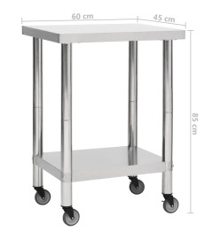 Table de travail de cuisine avec roues 60x45x85 cm Inox