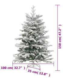 Sapin de Noël artificiel à charnières avec neige floquée 150 cm