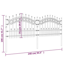 Clôture de jardin avec sommet de lance Noir 115 cm