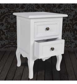 Table de chevet avec 2 tiroirs MDF Blanc
