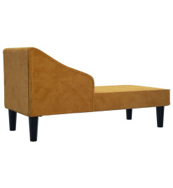 Chaise longue avec traversin marron velours