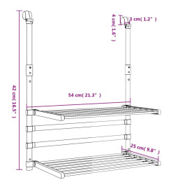 Séchoir à linge pour balcon 54x25x42 cm aluminium