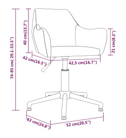 Chaise pivotante de salle à manger Gris foncé Velours