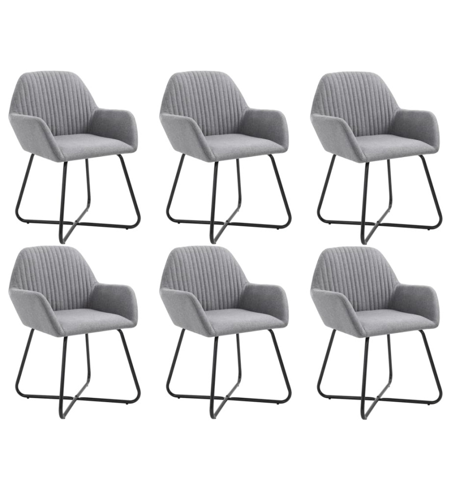 Chaises à manger lot de 6 gris clair tissu