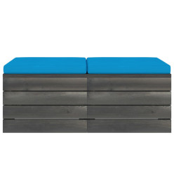 Repose-pieds palette de jardin 2 pcs avec coussins Bois de pin
