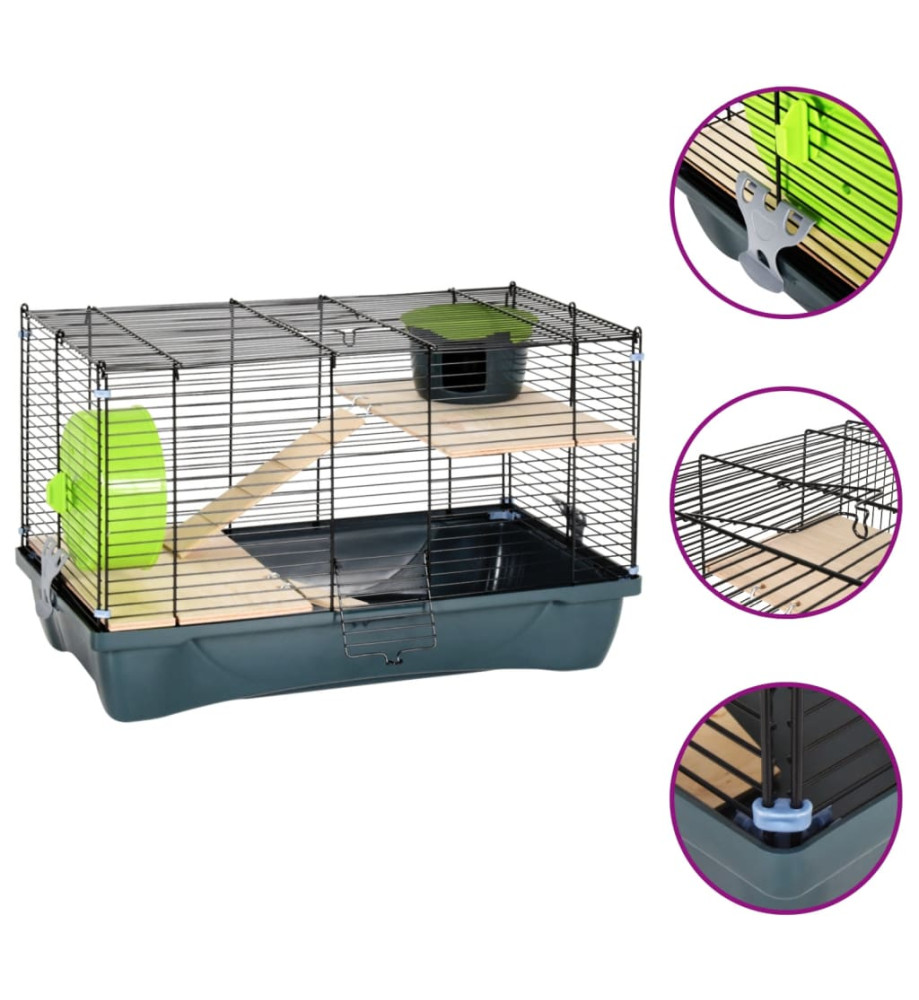 Cage pour hamsters gris 58x32x36 cm polypropylène et métal