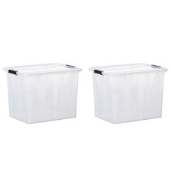 Boîtes de rangement avec couvercles 2 pcs Transparent 55 L