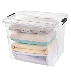 Boîtes de rangement avec couvercles 2 pcs Transparent 55 L