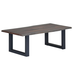Table basse avec bord naturel Gris 115x60x40 cm Bois d'acacia