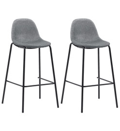 Tabourets de bar lot de 2 gris clair tissu