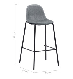 Tabourets de bar lot de 2 gris clair tissu