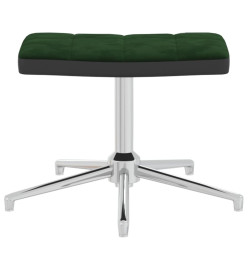 Chaise de relaxation avec repose-pied Vert foncé Velours et PVC