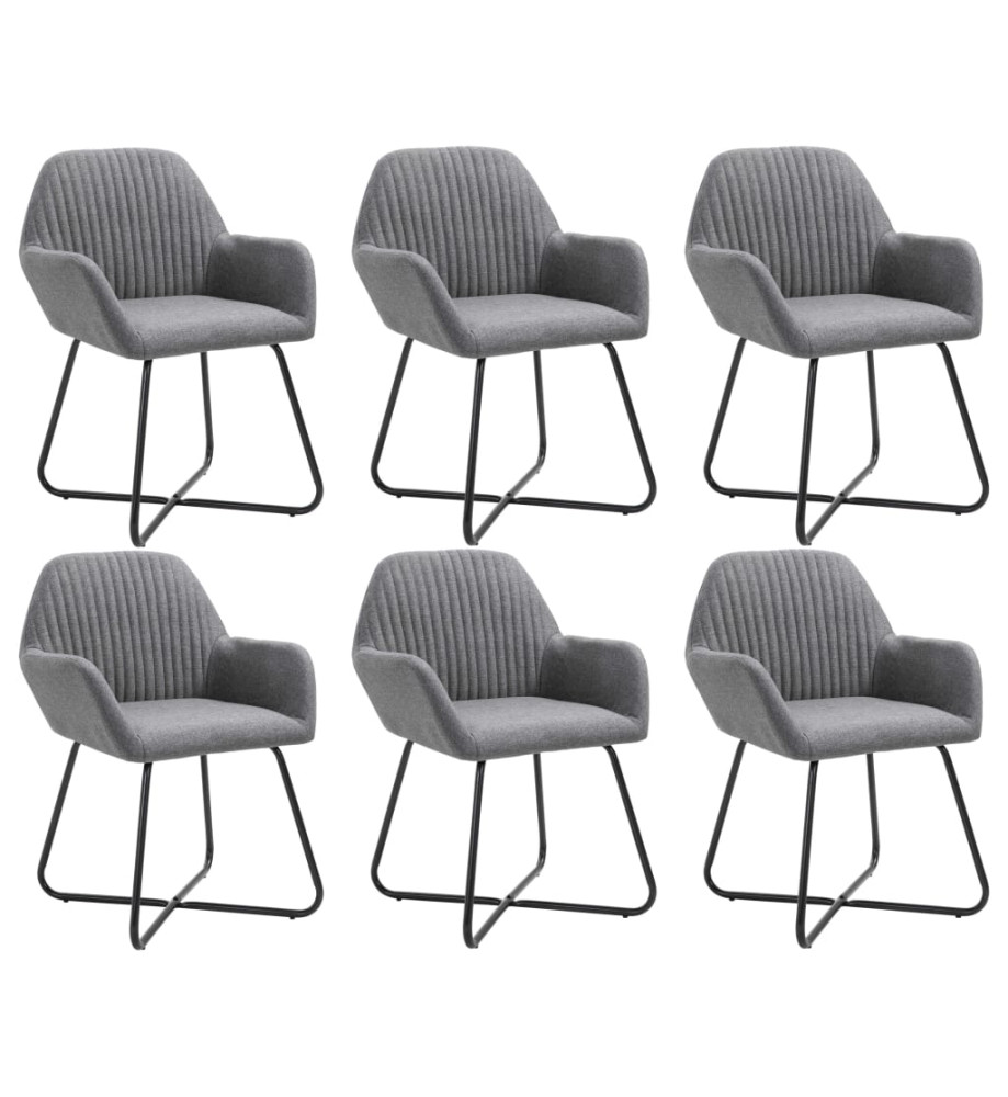 Chaises à manger lot de 6 gris foncé tissu