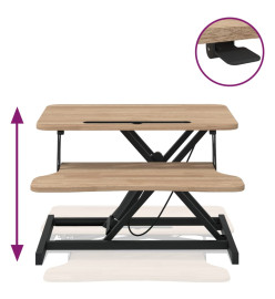 Bureau de travail réglable 60x40x(13-41,5) cm Acier et bois