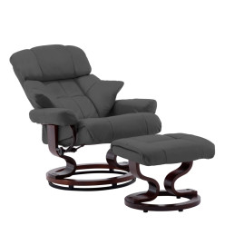 Fauteuil avec repose-pied Anthracite Similicuir et bois courbé