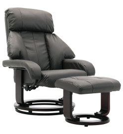 Fauteuil TV avec repose-pied Gris Similicuir