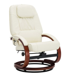 Fauteuil de massage avec repose-pied blanc crème similicuir